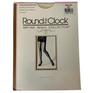 Vintage Round The Clock Pantyhose Size C Large Ivory Extra Long Extra Firm Contr